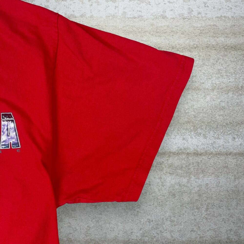 Vintage Y2K CIA Shirt Mens L Crimson Red Crazy Wave Graphic Short Sleeve Skater - Picture 3 of 6